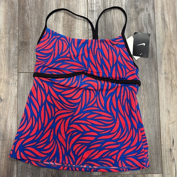 Nike Hyper Cobalt Blue Intense Red Tankini Top Medium NEW - Picture 1 of 6